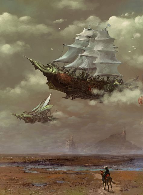 Airship Flying Ship, Steampunk Airship, Steampunk Stuff, Steampunk Tendencies, Art Steampunk, Divination Cards, Digital Art Gallery, Virtual Museum, Steampunk Art