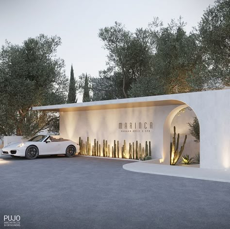 Resort Design Plan, Corsica France, Boundary Wall, Entrance Gates Design, Gates Design, Hotel Entrance, Resort Design, Entrance Design, Clinic Design