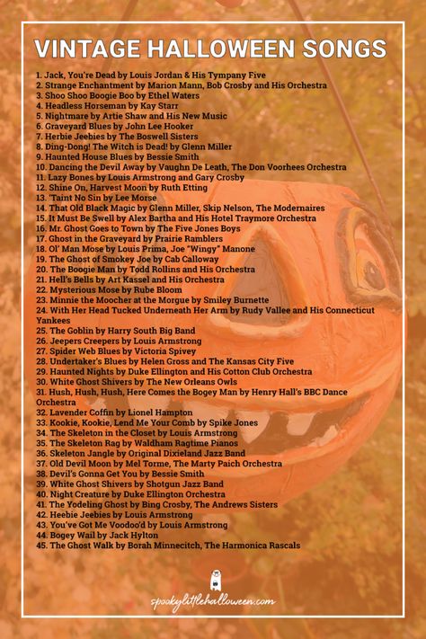 Vintage Halloween Playlist, Early Halloween, Spooky Season Songs, Spooky Songs, Vintage Halloween Movies, Spooky Playlist, Vintage Happy Halloween, Halloween Party Craft Ideas, Diy Vintage Halloween