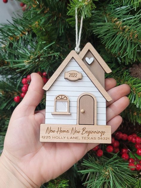 Our First Home Christmas Ornament Agent Closing Gift for - Etsy First Home Christmas Ornament, 3d Templates, Real Estate Closing Gifts, Best Housewarming Gifts, Our First Home, Laser Engraved Ideas, First Home Gifts, Realtor Closing Gifts, Closing Gift