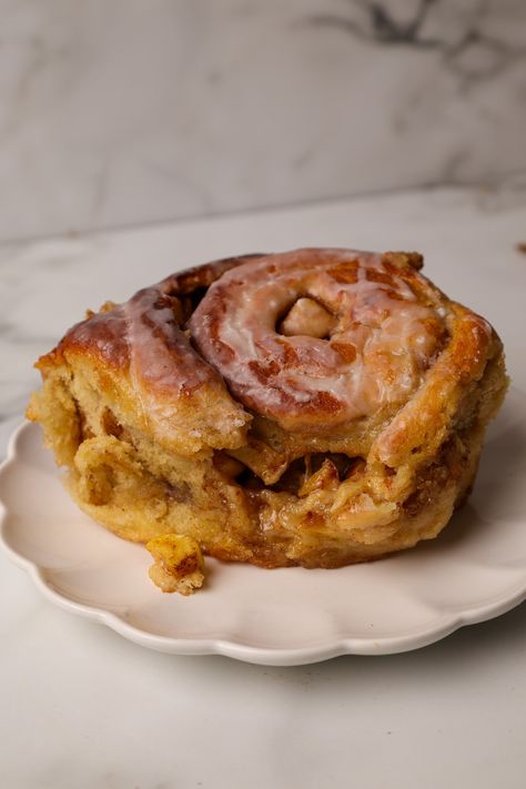 Apple Fritter Cinnamon Rolls Apple Fritter Cinnamon Roll, Cinnamon Sugar Apples, Baked Desserts, Bread Buns, Apple Fritter, Sugar Apples, Eggless Baking, Sugar Glaze, Apple Fritters