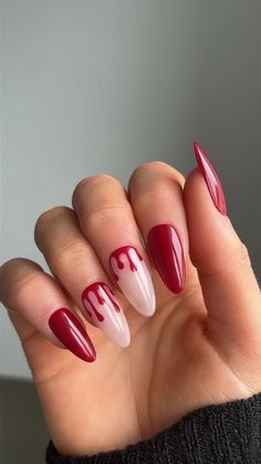 #nails #nailart #nailidea #nailsacrylic #nailsinspo #nailfashion #springnails #nailswinter #fallnails Nail Art Fall Autumn, Scary Nail Designs, Vernis Halloween, Vampire Diaries Nails, Drip Nail Art, Blood Drip Nails, Ongles Halloween, Blood Nails, Vampire Nails