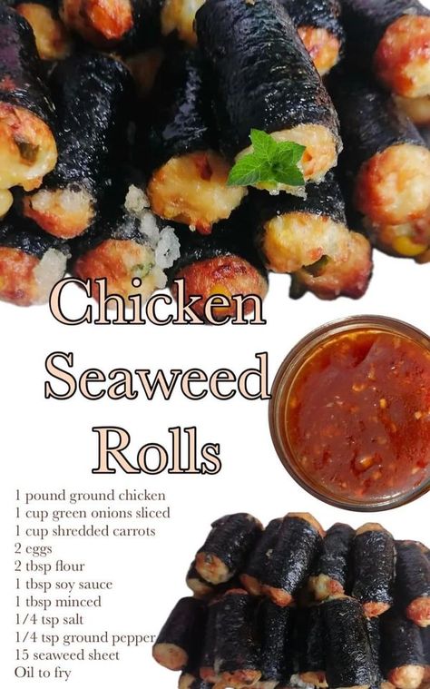 Fried Seaweed Rolls, Fried Seaweed, Homemade Crispy Chicken, Fried Sushi, Seaweed Rolls, Fritters Recipe, Fritter Recipes, Afternoon Tea Parties, Shredded Carrot