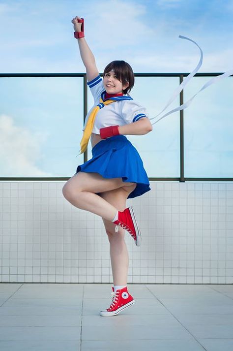 Sakura Street Fighter, Sakura Kasugano, Junggi Kim, Cosplay Crafts, Street Fighter Cosplay, Cute Cheer Pictures, Sakura Cosplay, Velvet Room, New Cosplay