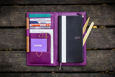 Hobonichi Weeks Mega, Planner Wallet, Cover Purple, Hobonichi Planner, Traveler Notebook Inserts, Small Journal, Hobonichi Weeks, Hobonichi Techo, Caran D'ache