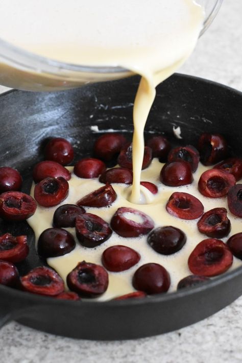 dishes or ramequins).  In a large mixing bowl, whisk together the milk, sugar, eggs Dark Cherry Recipes, Cherry Dumplings, Cherry Ricotta, Clafoutis Recipes, Cherry Clafoutis, Fresh Cherry, Creme Brûlée, Cherry Desserts, French Dessert