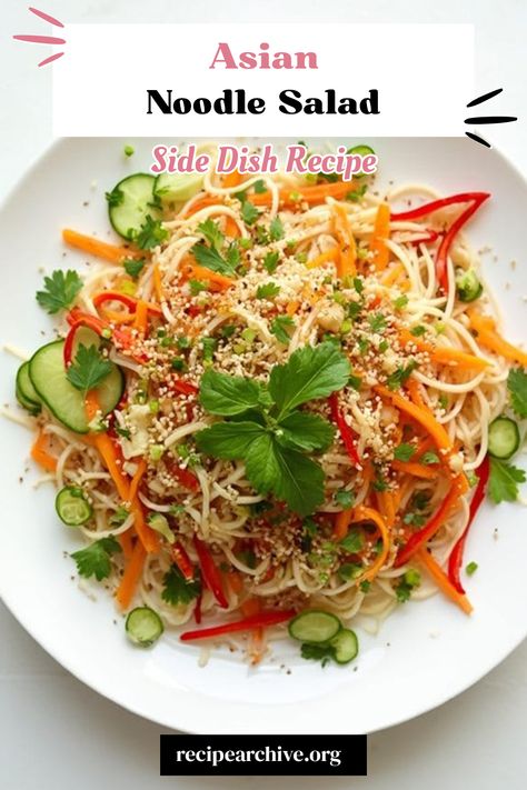 Asian Noodle Salad Healthy Cold Noodle Salad, Asian Crispy Ramen Noodle Salad, Asian Potluck Dishes, Chinese Noodle Salad, Asian Salad Recipes, Potluck Salad Recipes, Cold Asian Noodle Salad, Asian Pasta Salad, Potluck Salads