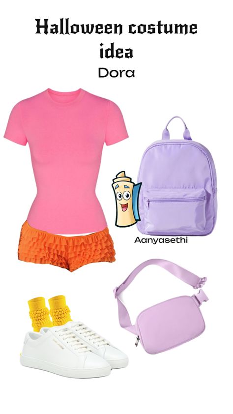 Dora Halloween Costume, Work Group Halloween Costumes, Dora The Explorer Costume, Dora Costume, Dora Outfits, Unique Couple Halloween Costumes, Couples Halloween Costume Ideas, Halloween Costume Ideas For Couples, Costume Ideas Women