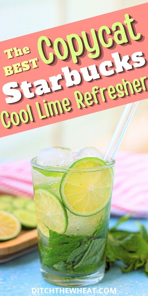 Get ready to sip this refreshing, zesty lime and cucumber water. It's a Copycat Starbucks Cool Lime Refresher that you can make at home effortlessly! This Starbucks copycat drink has flavors of lime, mint, and cucumber. This is a refreshing summer drink. It would make great non alcoholic drinks for summer to serve for parties.  https://www.rfr.bz/plhq5dy Lime And Cucumber Water, Cool Lime Refresher Recipe, Alcoholic Drinks For Summer, Non Alcoholic Drinks For Summer, Drinks Nonalcoholic Easy, Flourless Mug Cake, Winter Drinks Alcoholic, Drinks For Summer, Nonalcoholic Party Drinks