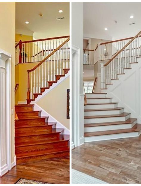 Evolution of Style - Refresh, Restyle and Reinvent your Home One Room at a Time Updated Traditional Home, Bayou House, 90s House, Stair Makeover, 90s Home, Stairs Makeover, Staircase Remodel, Long Lake, Stair Decor