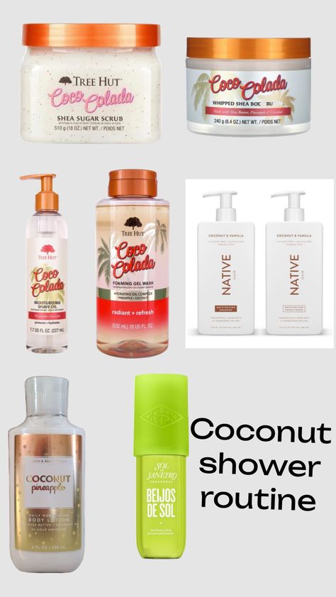 Coconut shower routine Coconut Shower Routine, Coco Hair, Shaving Oil, Shower Skin Care, Shower Routine, Washing Hair, Skin Care Tools, Sugar Scrub, Shaving