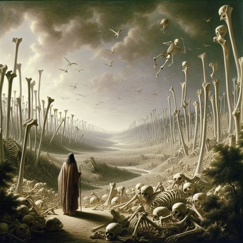 Ezekiel Valley Of Dry Bones, Bible Story Artwork, Christians Picture, The Valley Of Dry Bones, Ezekiel Bible, Prophet Ezekiel, Book Of Ezekiel, Valley Of Dry Bones, Ezekiel 37