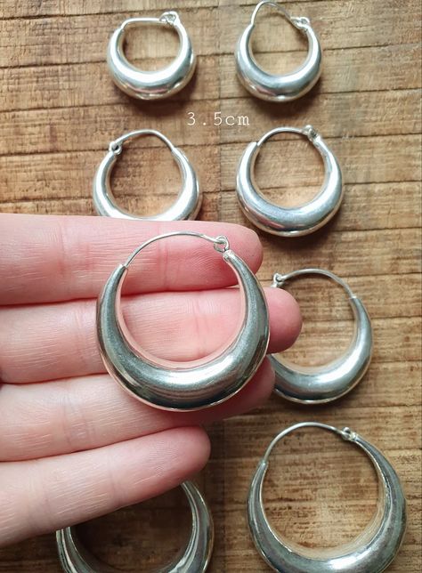 Chunky Silver Hoops; Thick Hoop Earrings Ethnic / Boho / Vintage Unisex / Mens / Rustic / Psy / Gypsy / Spiral / Hippie / Tribal Chunky Silver Earrings Hoop, Chunky Silver Earrings Stack, Silver Hoops Chunky, Earrings Hoops Silver, Thick Silver Hoop Earrings, Silver Vintage Earrings, Boho Silver Jewelry, Silver Vintage Jewelry, Chunky Silver Jewelry