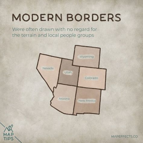 Countries Should Have Wonky Borders on Your Fantasy Map — Map Effects Map Effects, Drawing Maps, Fantasy Country, New Mexico Map, Drawing Borders, Fantasy Map Making, One Mistake, Map Maker, Modern Map