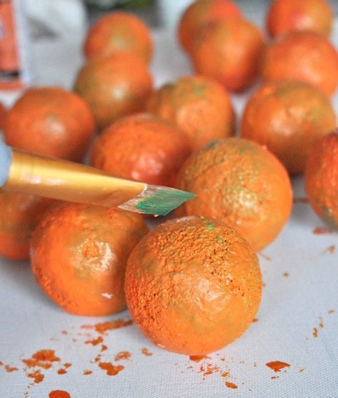 How to make faux oranges - Jennifer Rizzo Diy Fake Fruit, Orange Ornaments, Fruit Diy, Fake Fruit, Orange Paint, Floral Supplies, Paper Clay, Craft Store, Orange Slices