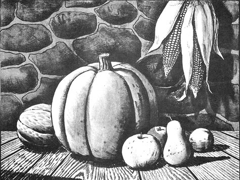 How to Draw an Autumn Still Life Harvest Scene for Thanksgiving and Halloween | How to Draw Dat Autumn Still Life Drawing, Still Life Pencil Shading, Harvest Pictures, Autumn Still Life, Life Drawings, 8th Grade Art, Technical Drawings, Pencil Shading, Still Life Drawing