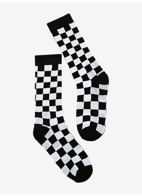 Hot Topic : Black & White Checkered Crew Socks Checkered Socks, Black And White Socks, Black White Checkered, Funky Socks, Checkered Print, Checker Print, White Socks, Girls Socks, Socks And Tights