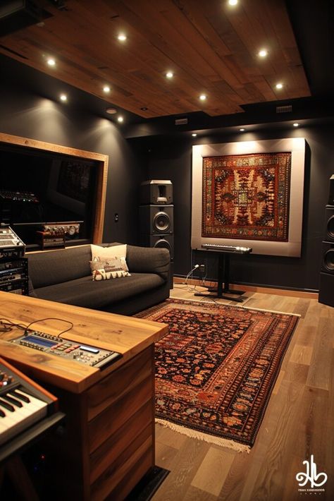 Recording Studio Lighting Ideas, Musician House Design, Recording Studio Design Professional, Podcast Studio Design Home, Music Room Ideas Home Studio, Audio Room Design, Music Studio Room Design, Sound Studio Design, Music Studio Lighting