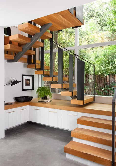 West 10th Addition - Webber + Studio, Inc. Staircase Ideas Modern, Steel Stairs Design, Staircase Modern, Apartment Bathroom Design, Stairs Diy, Staircase Interior, Staircase Interior Design, Staircase Design Modern, Stairs Makeover