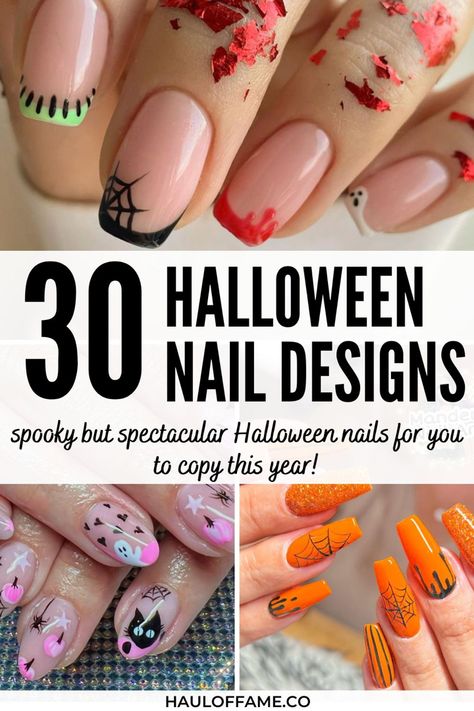 We've gathered 30 spooky but spectacular halloween nails for you to (trick or) treat yourself to this Halloween. Whether you're on the lookout for Halloween nails designs for acrylic Halloween nails, short Halloween nails or simple Halloween nails, we made sure to keep all that in mind when choosing our favourite Halloween nails ideas for 2022. These designs will also look great on almond shape Halloween nails, stiletto and even coffin (pun intended!). Easy to do from home too and so cute too! Halloween Short Nails, Nails Acrylic Halloween, Easy Halloween Nails, Short Halloween Nails, Easy Halloween Nails Design, Pumpkin Nail Designs, Halloween Nails Designs, Halloween Nails Design, Fun Halloween Nails