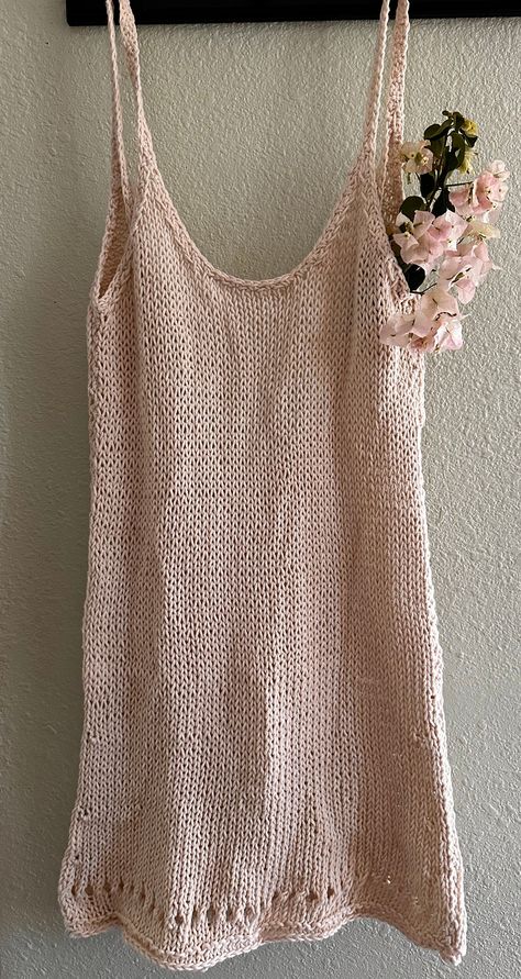 handmade knitted dress, made with cotton, fits sizes S/M, open low back. Summer Knit Dress, Hand Knit Dress, Knitting Machine Dress, Knitted Summer Dress, Cotton Knit, Knitted Shirt, Knitting Clothes, Knit Summer Dress, Summer Knitting