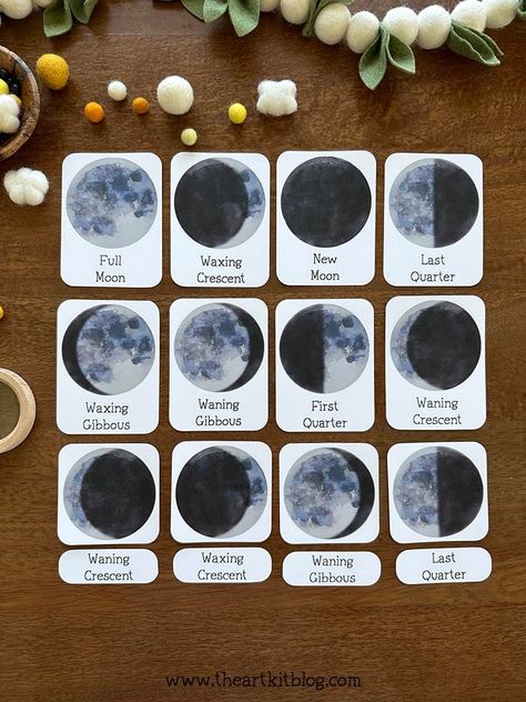 Moon Phases Montessori, Moon Phases Kindergarten, Moon Phases Preschool Activities, Reggio Moon Activities, Moon Phase Cookies, Preschool Moon Phases, Moon Phases Preschool, Moon Worksheets For Preschool, Moon Phases Project Middle School