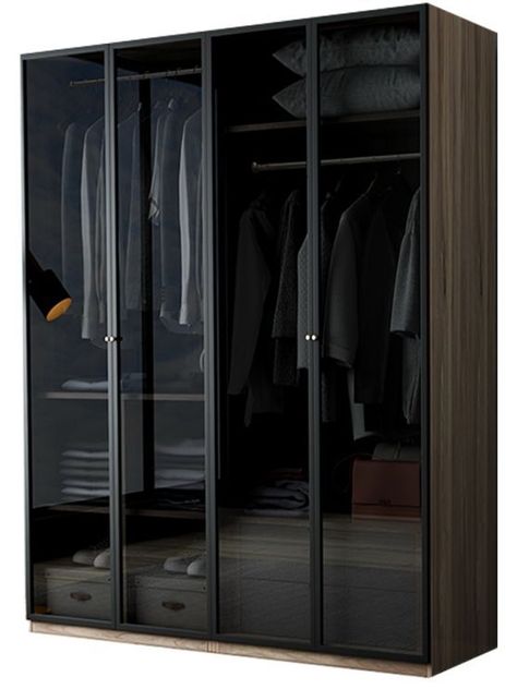 Bedroom With Black Wardrobe, Black Glass Wardrobe Bedroom, Luxury Bedroom Master Romantic, Luxury Bedroom Master Modern White, Black Glass Wardrobe, Black Wardrobe Bedroom, Luxury Bedroom Master Elegant, Luxury Bedroom Master Suite, Luxury Wardrobe Design