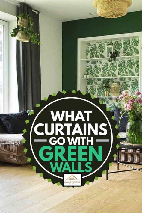 Green Painted Rooms, Curtains Ideas For Living Room, Curtains Ideas Modern, Bedrooms Dark, Green Curtains Living Room, Yellow Curtains Living Room, Green Curtains Bedroom, Dark Green Rooms, Green Walls Living Room