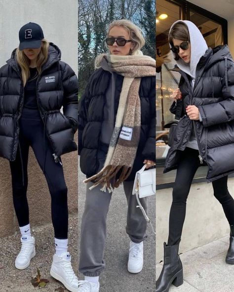 Puffer Jacket Outfit Oversized, Black Puffer Jacket Outfit, Puffer Jacket Outfits, Women Puffer Jacket, Best Puffer Jacket, Nyc Winter Outfits, Puffer Jacket Outfit, Outfit Oversize, Winter Fashion Outfits Casual