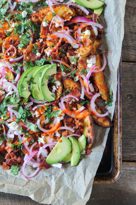 Loaded Potato Wedges, Spicy Pickled Onions, Paleo Veggies, Nacho Toppings, Wedges Recipe, Making Dinner, Loaded Potato, Primal Kitchen, Potato Wedges