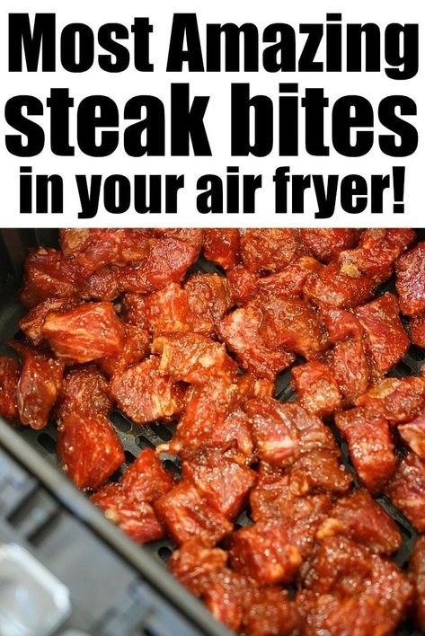 Air Fryer Steak Bites, Steak Bites Recipe, Air Fryer Steak, Air Fried Food, Air Fryer Oven Recipes, Air Fry Recipes, Steak Bites, Air Fryer Dinner Recipes, Makanan Diet