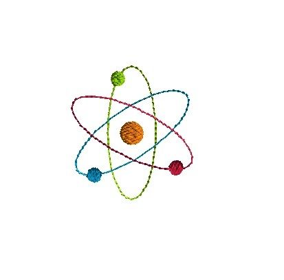 Mini Atom - 3 Sizes! Sew Cha Cha Physics Embroidery, Chemistry Embroidery, Embroidery Design Sets, Science Themes, Star Embroidery, Embroidery On Clothes, Atom, Embroidery And Stitching, Small Designs