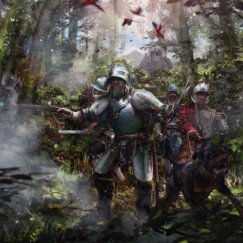 ArtStation - Ambrosius Ehinger Warriors Illustration, Early Modern Period, Historical Armor, Interesting History, Historical Art, Warhammer Fantasy, High Fantasy, Fantasy Rpg, In Spanish