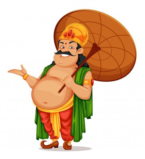 Happy onam festival in kerala. king maha... | Premium Vector #Freepik #vector #man #cartoon #celebration #india Maveli Onam Cartoon, Maveli Onam, Onam Fashion, Onam Festival Kerala, Happy Onam Images, Onam Images, Onam Greetings, Happy King, Pookalam Design