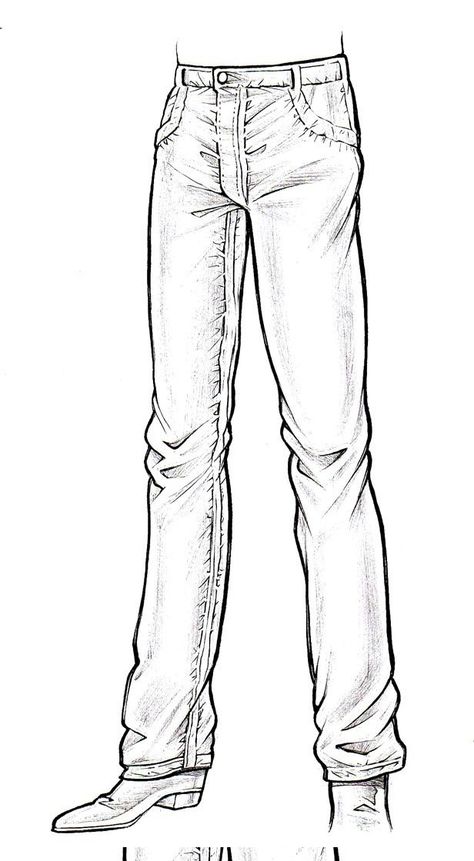 How To Draw Jeans Men, Pants Male Drawing, Jeans Drawing Reference Male, Ripped Jeans Reference Drawing, Short Pants Drawing Reference, Drawing Pants Men, Jeans Reference Drawings, Male Pants Drawing, Guy Clothes Drawing