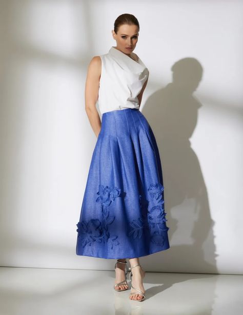 Natori RTW Spring 2024 [PHOTOS] – WWD Unique Skirts Design, 3d Embellishment, Home Perfume, Ss 2024, Skirt Inspiration, Unique Skirts, Embroidery Skirt, Trend 2024, Weather Seasons