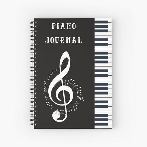 "Piano LifeLike Journal" Spiral Notebook by Awesomeness01 | Redbubble Piano Book Cover Design, Music Front Page Design, Music Notebook Cover Ideas, Music Notebook, Front Page Design, Line Graphs, Diary Ideas, Creative Corner, Spiral Notebooks