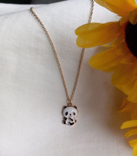 Panda Necklace/Panda Charm Necklace/White Panda With Black Ears, paws and Feet/Fun To Wear/Fun to Give As Gift Fancy Items, Stylish Jewelry Accessories, Panda Jewelry, Panda Items, Panda Necklace, Panda Charm, Panda Panda, Pretty Jewelry Necklaces, Indian Jewellery Design Earrings