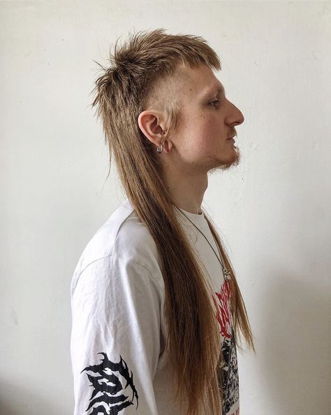 Viking Mullet, Spiked Mullet, Extreme Mullet, Mallet Haircut, Mohawk For Men, 2000s Hair, Mohawk Hairstyles Men, Rocker Hair, Straight Blonde Hair