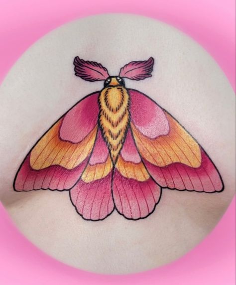 Strawberry Moth Tattoo, Pink Moth Tattoo, Arachnid Tattoo, Maple Moth Tattoo, Rosy Maple Moth Tattoo, Jessie Tattoo, Tattoos Moth, Moth Tattoo Ideas, Maple Moth