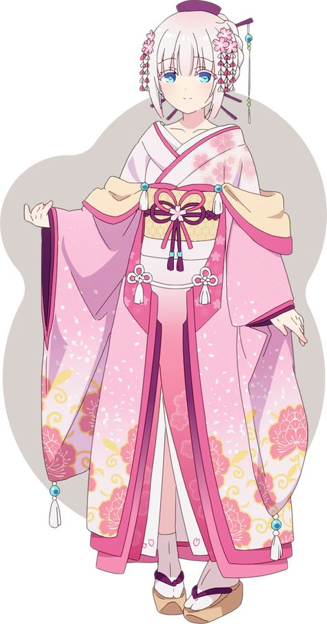 Anime Kimono Art, Anime Kimono Design, Princess Kimono, Nozomi Tojo, Japanese Princess, Japanese Traditional Clothing, Cute Kimonos, Flower Kimono, Traditional Japanese Kimono