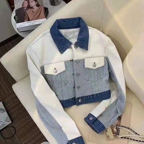 Stay trendy with our patchwork denim jacket! 👖 Add flair to your outfit with this versatile piece. #DenimFashion #FashionTrends #CasualStyle Short Denim Jacket, Patchwork Denim Jacket, Dress Illustration, Patchwork Shorts, Patchwork Denim, Short Denim, Patchwork Patterns, Jacket For Women, Denim Patchwork