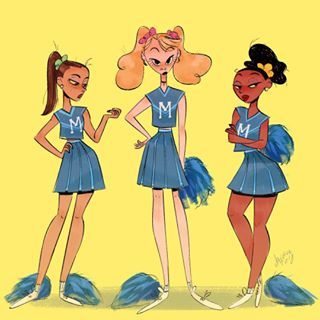 Mean girls 💥 • • • • • #characterdesign #cheerleaders #meangirl #teengirls #yellow #schoolkids #artistsoninstagram #doodle #sketch Mean Girls Drawing, Jackie Droujko, Sheridan Animation, Girls Drawing, Arte Sketchbook, Wow Art, Doodle Sketch, Character Design Animation, Animation Design