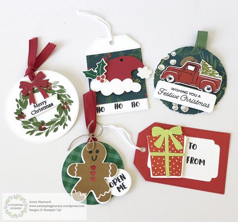 Make some quick Christmas tags. Using Stampin' Up! Sending Cheer, Cottage Wreaths, Trucking Along. Cottage Wreath, Late To The Party, Craft Stalls, Creation Crafts, Stampin Up Christmas, Christmas Tags, Holiday Catalog, Christmas Paper, Christmas Tag