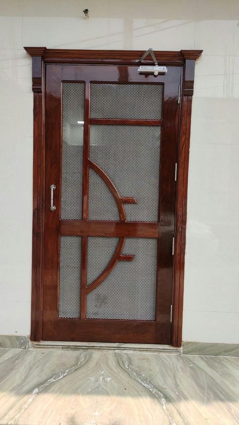 Mess Door Design, Net Door Design Wooden, Mosquito Door Design, Jali Door Design Modern, Jali Gate, Door Design Wooden, Window Grill Ideas, Indian Main Door Designs, Jali Door