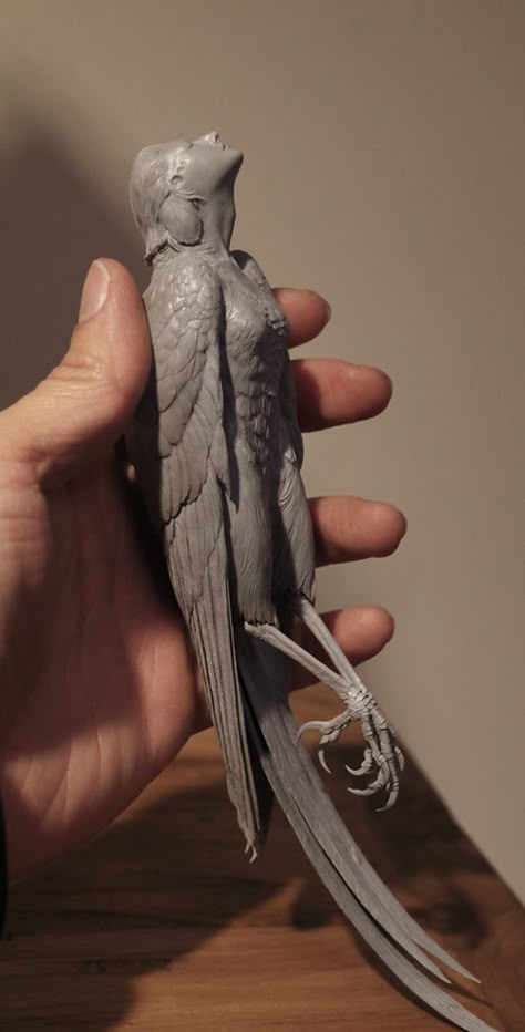 David Zhou Apoxie Sculpt Art, Harpy Sculpture, Person Holding Bird, Harpy Art, Sculpting Reference, Arte Peculiar, Toy Art, Clay Art Projects, Wow Art