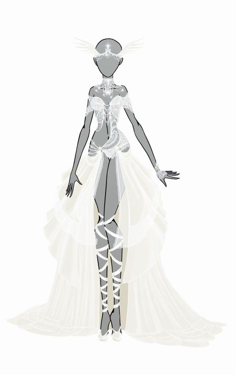 Colombia Cloud Outfit Drawing, Bratz Doll Outfits Drawing, Drawn Poses, Goddess Outfit Ideas Drawing, Goddess Character Design, Goddess Outfit Drawing, Goddess Drawing, White Fantasy Dress Drawing, Anime Godess Outfits