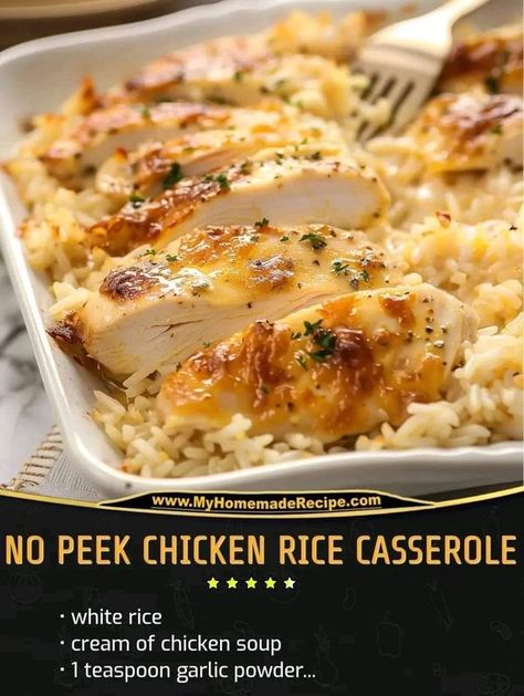 No Peek Chicken And Rice, No Peek, Manicotti Pasta, No Peek Chicken, Long Grain White Rice, Quick Soup Recipes, Chicken And Rice Casserole, Grandma Cooking, Chicken Rice Casserole