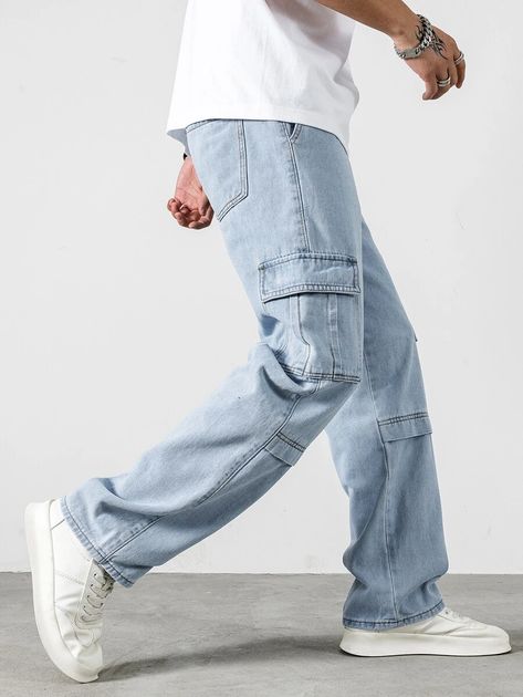 Men Baggy Outfit, Cargo Pants Men Outfit, Denim Cargo Pants Outfit, Cargo Outfit Men, Men Jogger Jeans, Pantalones Boyfriend, Cargo Jeans Outfit, Cargo Pants Outfit Men, Baggy Fashion