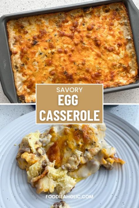 Eggs Portugal Casserole, Egg And Bread Breakfast, Egg Bake Recipes, Baked Egg Casserole, Overnight Casserole, Egg Bake Casserole, Breakfast Casserole With Bread, Delicious Breakfast Casserole, Baked Eggs Recipe